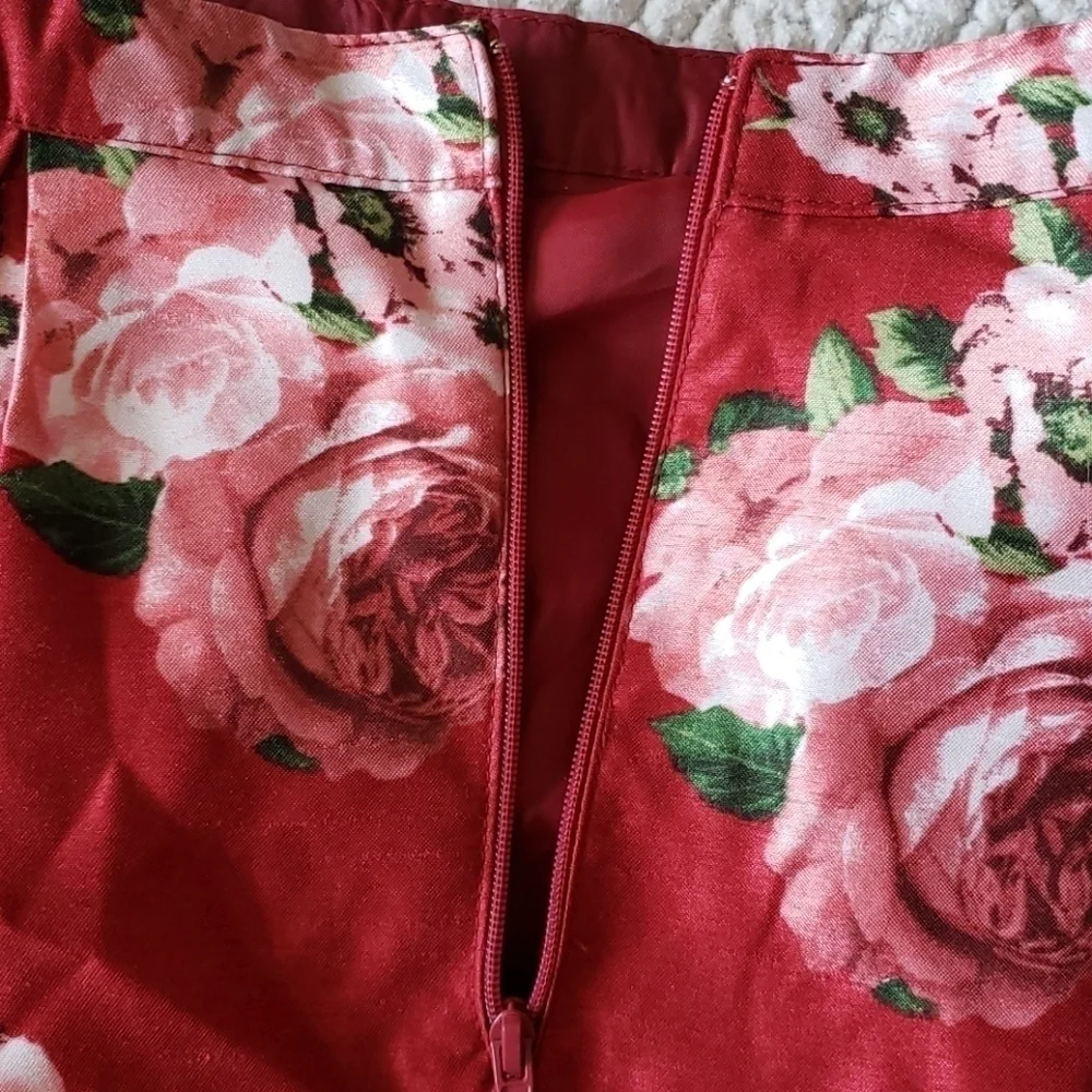 Sequin hearts floral wine blush skirt - Picture 4 of 6